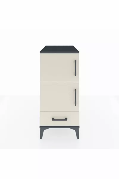 خزانة جانبية كرونوس مع رفوف 4 ودرج واحد وباب واحد، أنثراسيت - حجر رملي