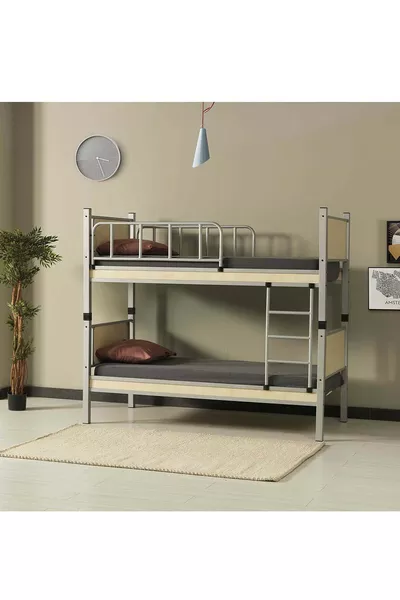 Yurt Genç Çocuk Odası Metal Ahşap Ranza Ve Karyola 