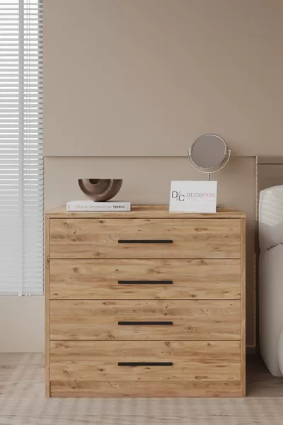 Alya 4-Drawer Dresser with Black Handles Atlantic Pine