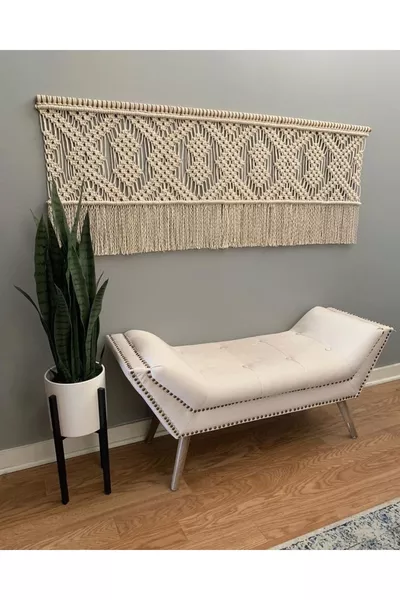 Modern Makrome Duvar Süsü Yatak Başlığı