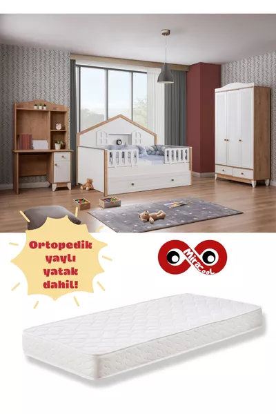 Camera per bambini Sidney Montessori / Montaggio gratuito / Incluso materasso ortopedico a molle