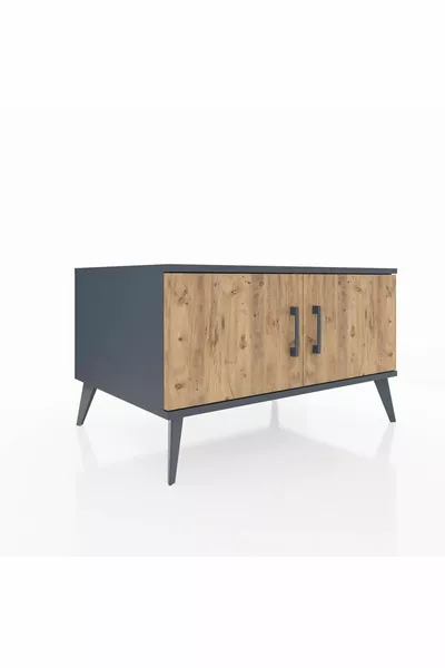 خزانة كرونوس برفين وببابين أنثراسيت-صنوبر/أنثراسيت