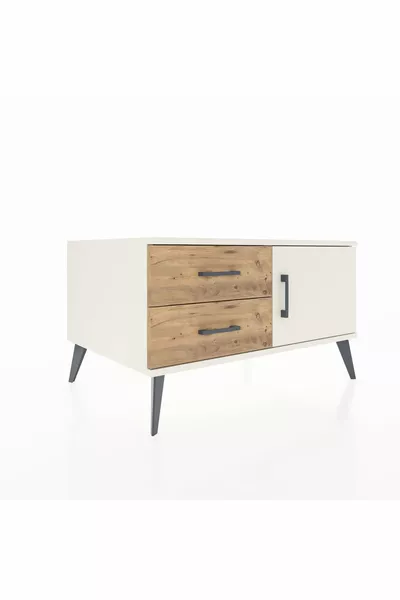 Kronos Dressoir Enkel Plank 2 Lade Eén Deur Zandsteen-Zandsteen/Den