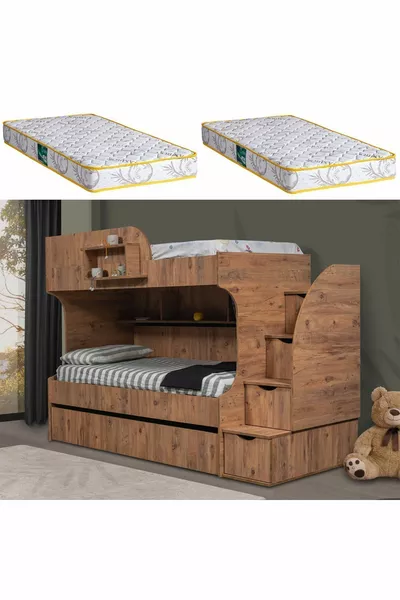 Кровать-чердак, Aura с детской кроваткой - 2 комфортных матраса