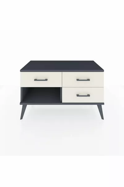 خزانة هوبريون بثلاثة أدراج أنثراسيت-أنثراسيت/حجر الرماد