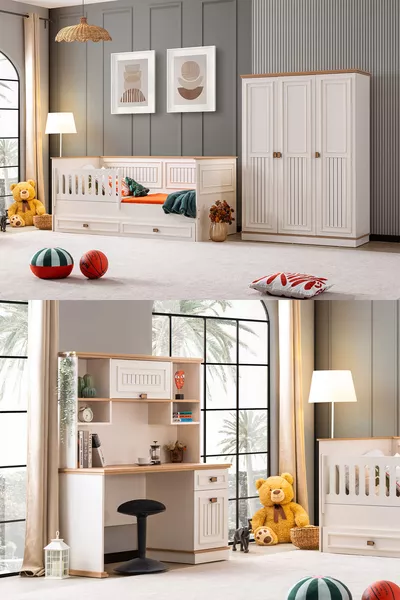 Молодёжная комната, шкаф с 3 дверцами Zenit, кровать-софа с ограждением, письменный стол