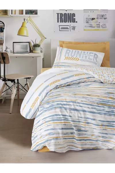 Genç Ranforce Dekbedovertrek Set Eenpersoons Dashon Geel