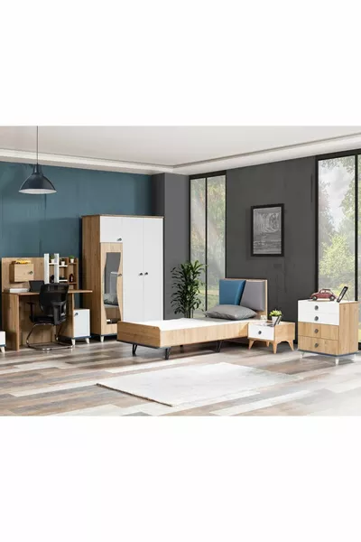 Молодёжная комната Lotus - шкаф с 3 дверцами, кровать, прикроватная тумбочка, стол, комод