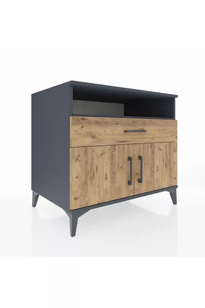 Kronos Şifonyer 2 Raflı Tek Çekmeceli 2 Kapaklı  Antrasit-Çam