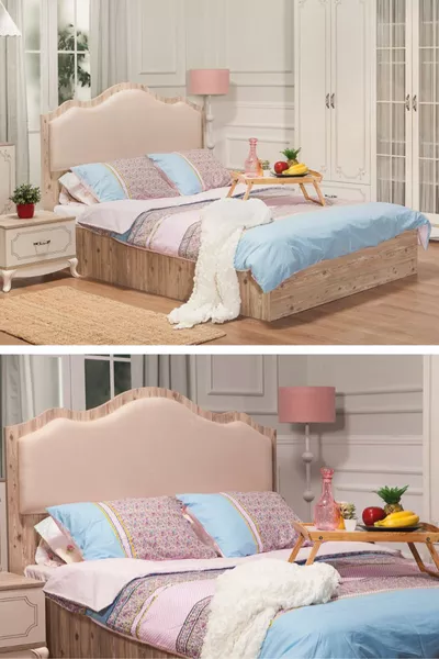 Ensemble de Lit Double Grand - Lit / Sommier / Tête de lit - 