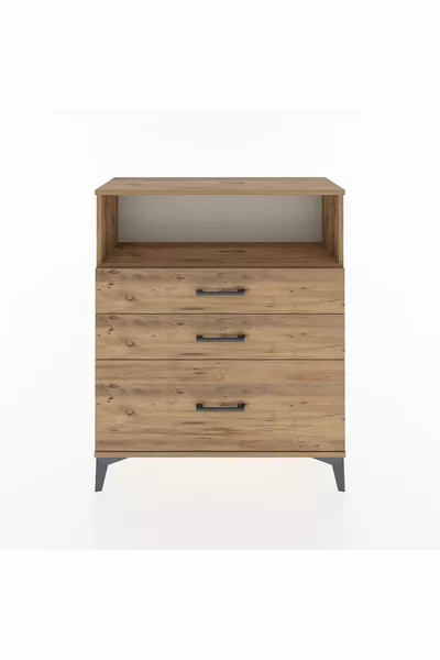 Arges Dresser Single Shelf 3-Drawer Pine-Pine