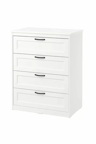خزانة ذات 4 أدراج، بيضاء،  سم