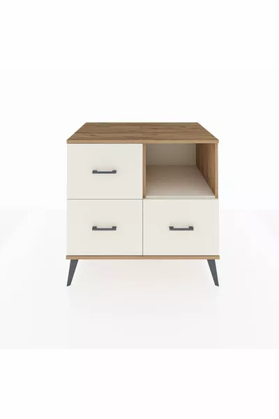 Kronos Dresser Single Shelf 3 Drawers Pine-Creme Marble