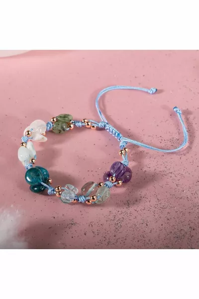 Balık Burcu Doğal Taş Natürel Makrome Bileklik