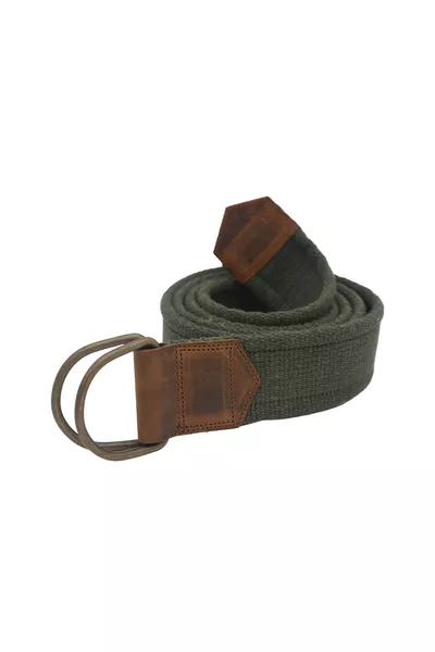Unisex 3-Pack Leather-Detail Green, Brown, Black Double D-Buckle Woven Tactical Sport Canvas Belt