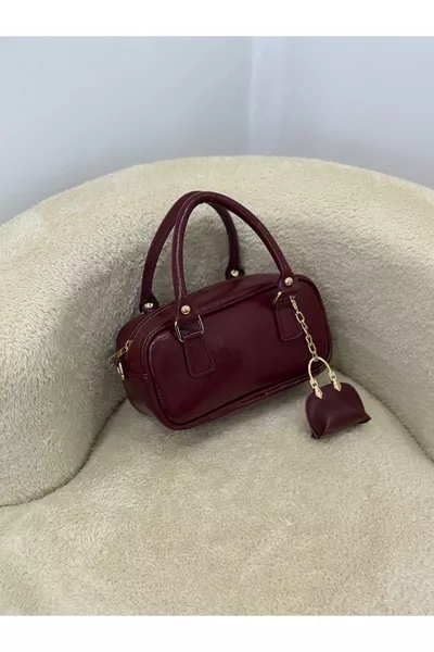 Bonnie Model Burgundy Charm Women's Hand and Shoulder Bag