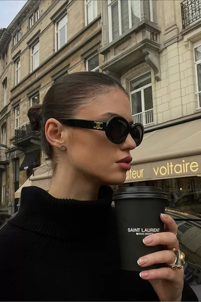 نظارات شمسية لونس سوداء شكل بيضاوي  موسم جديد شائعة  / رين للنظارات