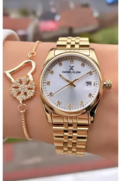 Altın Renk Çelik KÜÇÜK Kasa 2 Yıl Garantili Kadın Kol Saati Bileklik Hediyeli
