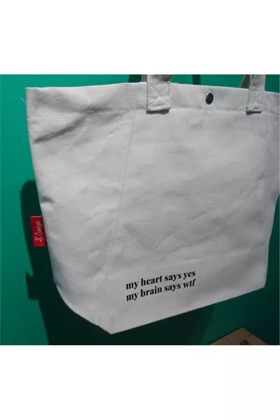 Sac en toile avec boutons-pression et imprimé « My Heart » (non doublé) Saiza