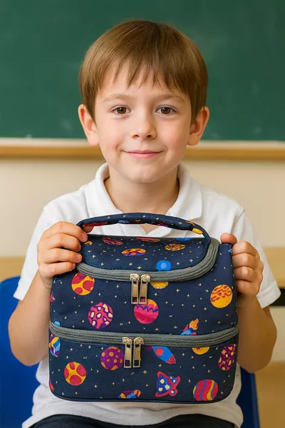 Термо чанта за храна с термос за момичета и момчета, училищна чанта за храна с термо изолация, двусекционна, за детска градина