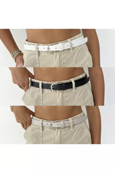 حزام نسائي أسود بتفاصيل ثلاثية