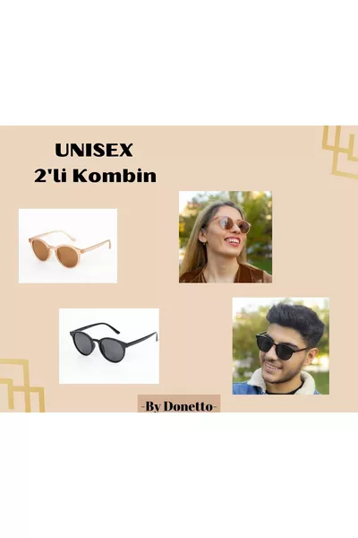 Occhiali da sole protettivi unisex 2 pezzi (crema-nera) (PREZZO DI LANCIO)