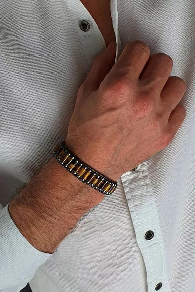 Tiger's Eye Men's Bracelet, Tiger Eye Men's Bracelet, Natural Stone Men's Bracelet, Gift Bracelet
