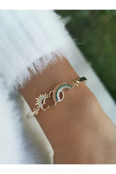 سوار مطرز بأحجار الزركون بألوان قوس قزح والسحب والشمس