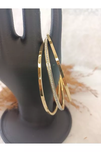 3-Piece Zircon Stone Ajda Steel Bracelet