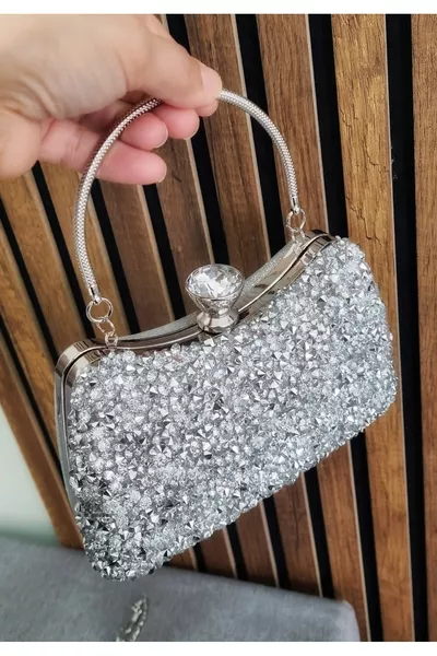 women's evening bag with large stones