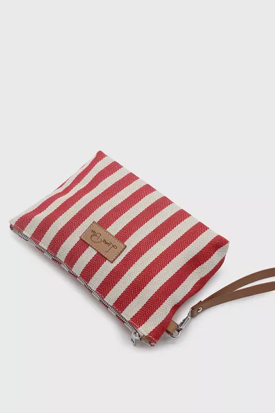 Женский льняной клатч в полоску