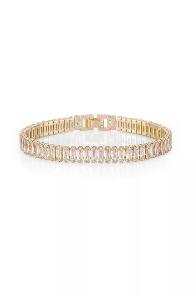 Women's Luxury Rhodium Plated Baguette Bracelet