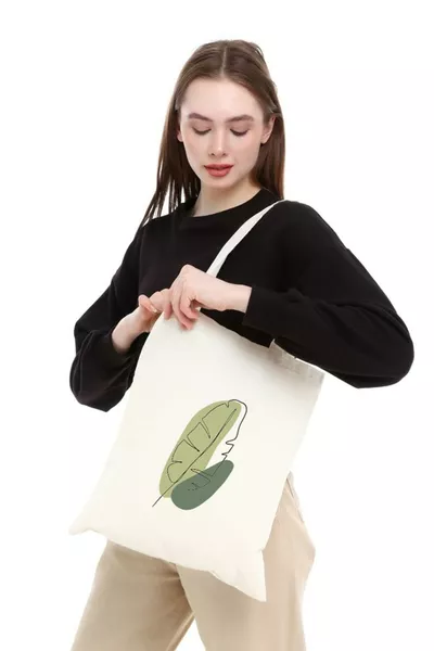 Sac en toile brute à motif Green Leaf