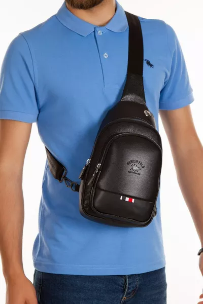 حقيبة بولو جلدية جديدة نسائية ورجالية، حقيبة كروس للجسم، حقيبة صدر، مع فتحة لسماعات الأذن، حقيبة كتف يومية بيد واحدة