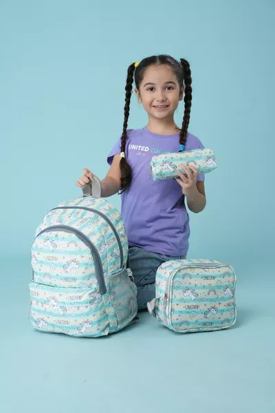 Triple School Bag Set   Unicorn Green