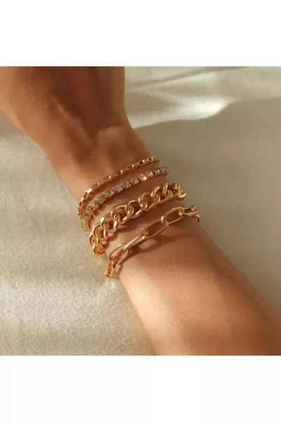 Taşlı Dörtlü Kombin Bileklik