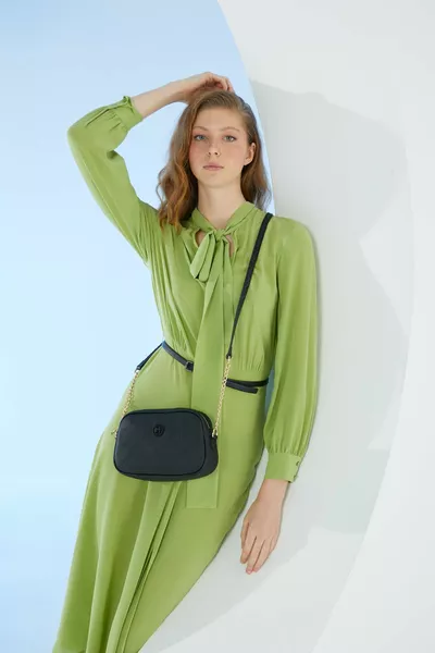 Neue Schwarze Print Damen Schultertasche 