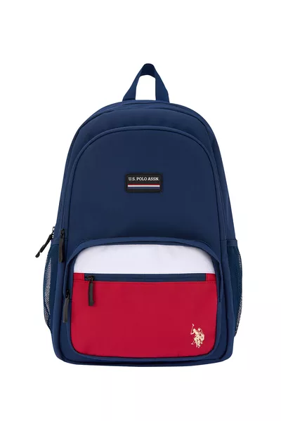حقيبة ظهر U.S. Polo Assn.  حقيبة مدرسية حقيبة سفر حقيبة معسكر باللون الأزرق الداكن