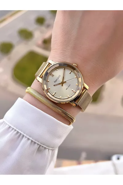 سوار جديد ذهبي بسوار فولاذي مضفر، لا يتغير لونه، مقاوم للماء، مع هدية سوار