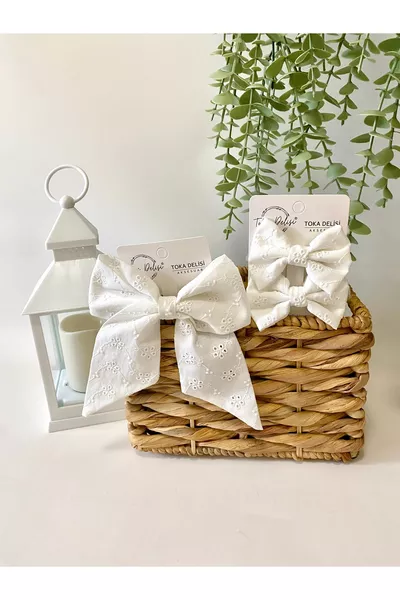 Fisto Handgemaakte Moeder-dochter Klassieke Automatische Witte Strik Haarclip Speciale Ontwerp, Henna Bruiloft Dames Haarclip