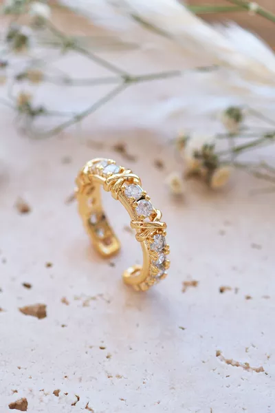 Gold Tiffany XOX Zircon Adjustable Ring