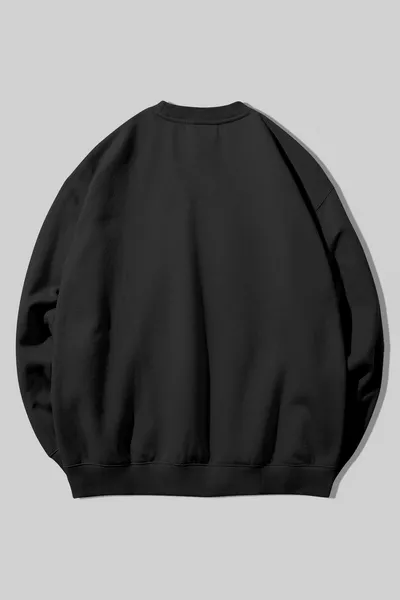 Onbedrukt unisex zwart sweatshirt met ronde hals