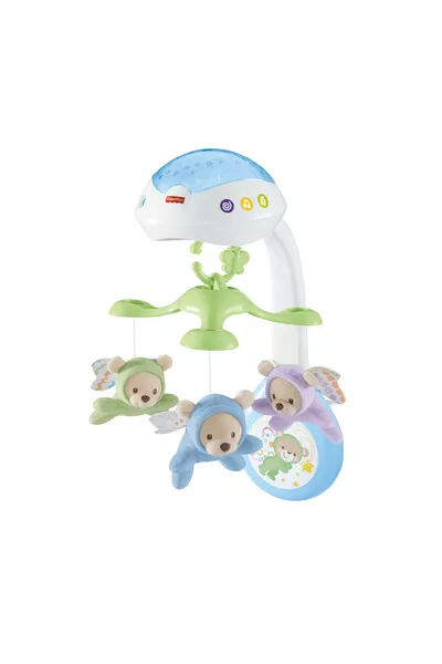The Fisher-Price Butterfly Dreams Mobile soothes with adorable friends and a light show