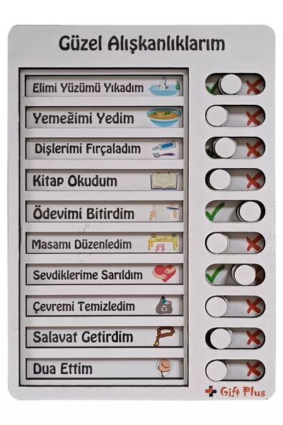 Дървени Красиви Навици-Месечен Списък с Рутинни Задачи-Контролен Списък-Образователна Играчка