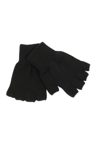 Gants Tricotés d'Hiver Sans Doigts Mi-Doigts pour Enfants Unisexe, Noir, Taille 9 -  Ans