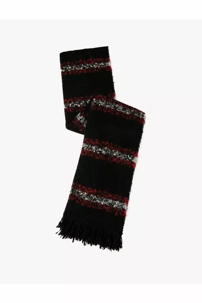 Long Scarf with Multicolored Tassels and Soft Texture