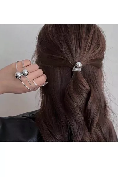 Set di 4 mollette elastiche colore argento