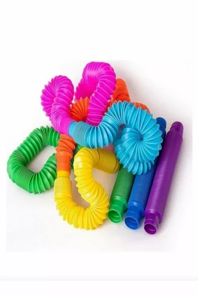 Jouet Tube Pop Pliable Set de 5 Couleurs