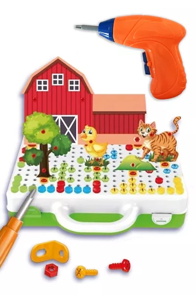 Farm-Themed Toy Drill Repair Kit Battery-Powered Drill