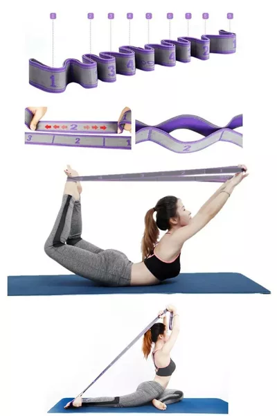 شريط تدريب الجمباز الاحترافي مع 9 مستويات للمقاومة لليوغا والبيلاتس والتمارين الرياضية المرنة